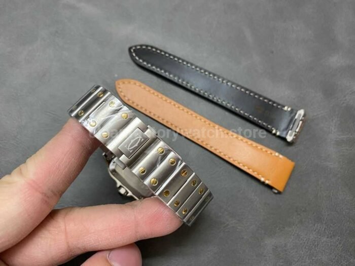 BV Factory Women's Cartier Santos W2SA0007 35.1mm Gold Steel Roman Numerals White Dial - Image 9