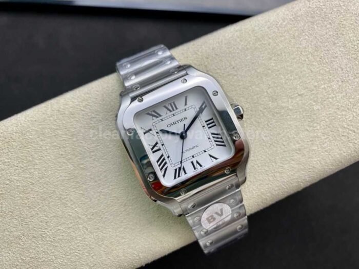 BV Factory Women's Cartier Santos WSSA0029 35.1mm Full Steel Roman Numerals White Dial - Image 4