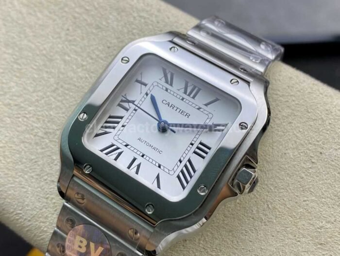 BV Factory Women's Cartier Santos WSSA0029 35.1mm Full Steel Roman Numerals White Dial - Image 3