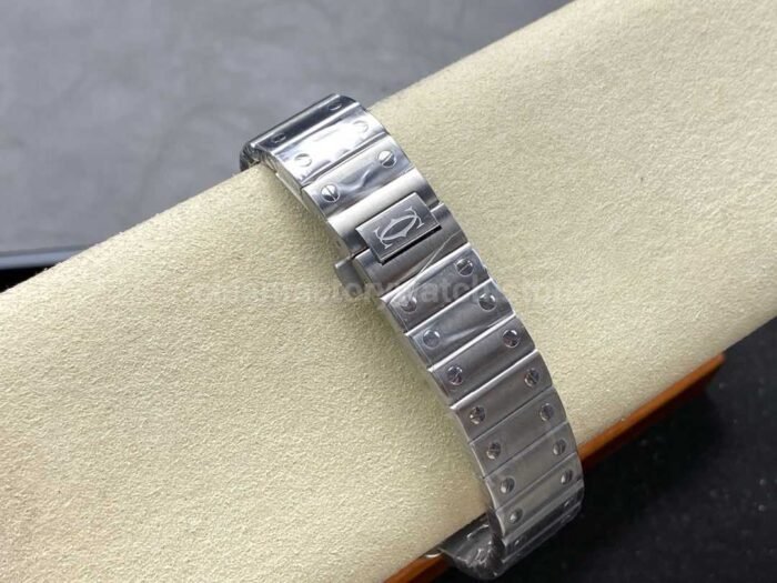 BV Factory Womens Cartier Santos WSSA0065 35.1mm Full Steel Roman Numerals Orange Dial 1 Super Clone Watch,Clean Factory Watch