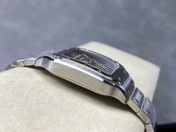 BV Factory Womens Cartier Santos WSSA0065 35.1mm Full Steel Roman Numerals Orange Dial 7 Super Clone Watch,Clean Factory Watch