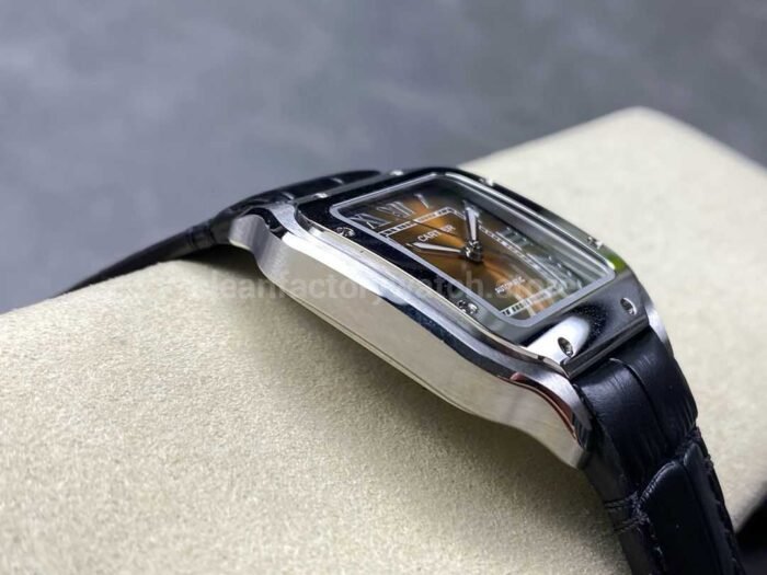 BV Factory Womens Cartier Santos WSSA0065 35.1mm Steel Leather Strap Roman Numerals Orange Dial 6 Super Clone Watch,Clean Factory Watch
