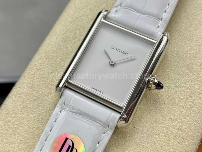 DR Factory Cartier Tank Louis Cartier Special Edition 22mm Steel White Leather Strap White Dial - Image 3