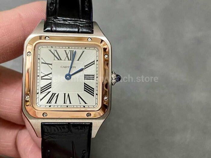 F1 Factory Cartier Santos Dumont W2SA0012 27.5mm Steel Leather Strap Roman Numerals Silver Dial 1 Super Clone Watch,Clean Factory Watch