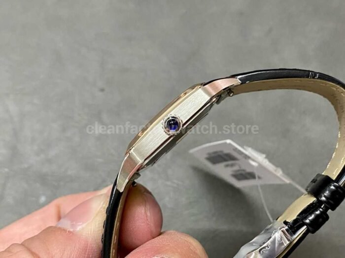 F1 Factory Cartier Santos Dumont W2SA0012 27.5mm Steel Leather Strap Roman Numerals Silver Dial 4 Super Clone Watch,Clean Factory Watch
