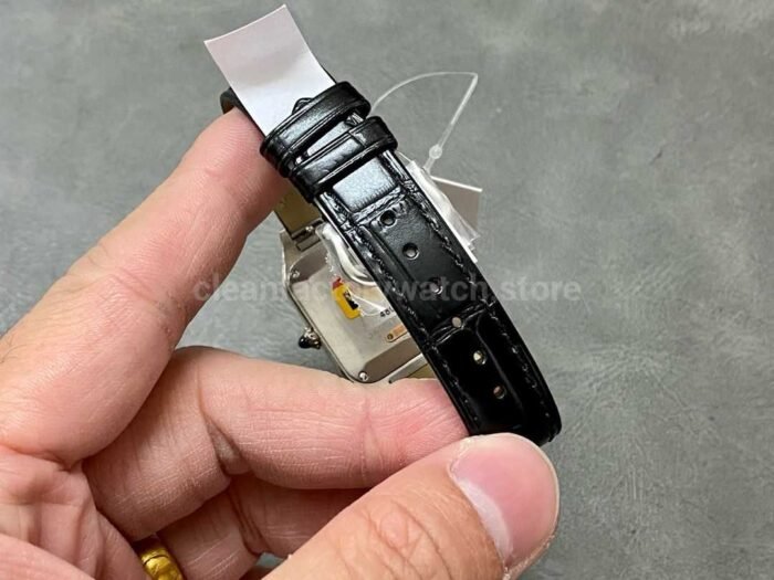 F1 Factory Cartier Santos Dumont W2SA0012 27.5mm Steel Leather Strap Roman Numerals Silver Dial 6 Super Clone Watch,Clean Factory Watch