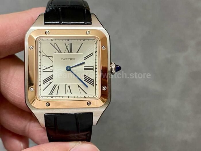 F1 Factory Cartier Santos Dumont W2SA0017 33.9mm Steel Leather Strap Roman Numerals Silver Dial Super Clone Watch,Clean Factory Watch
