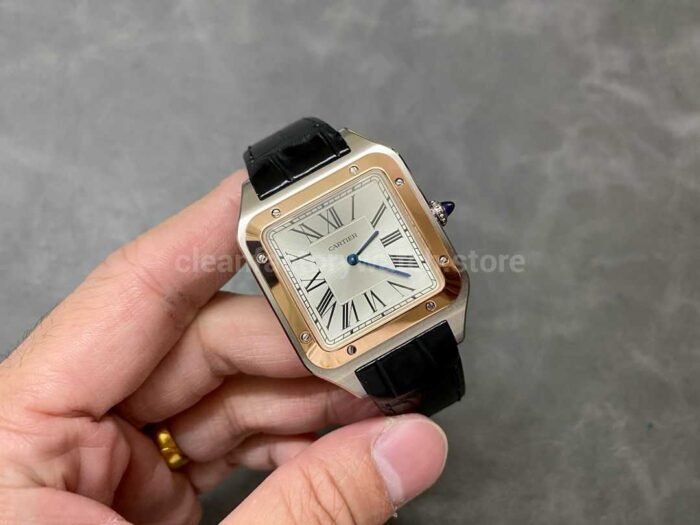 F1 Factory Cartier Santos Dumont W2SA0017 33.9mm Steel Leather Strap Roman Numerals Silver Dial 7 Super Clone Watch,Clean Factory Watch