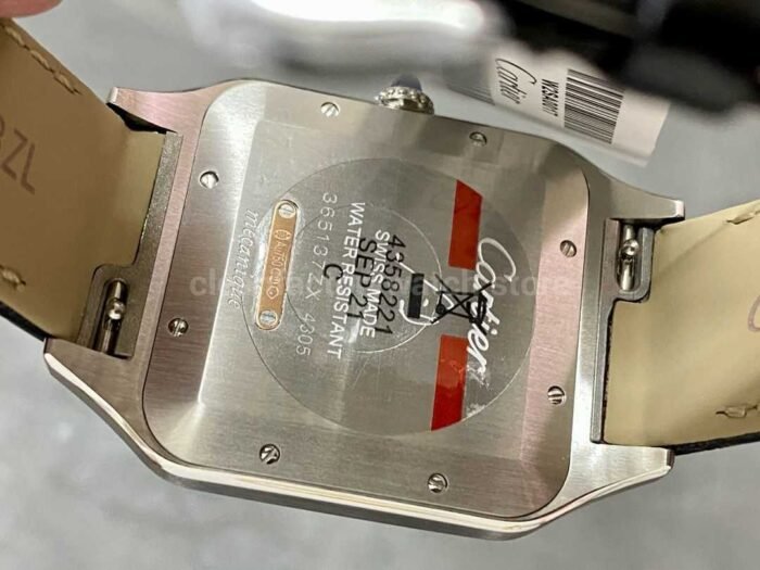 F1 Factory Cartier Santos Dumont W2SA0017 33.9mm Steel Leather Strap Roman Numerals Silver Dial 8 Super Clone Watch,Clean Factory Watch