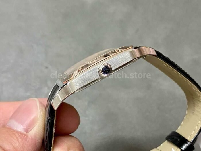 F1 Factory Cartier Santos Dumont W2SA0017 33.9mm Steel Leather Strap Roman Numerals Silver Dial 9 Super Clone Watch,Clean Factory Watch