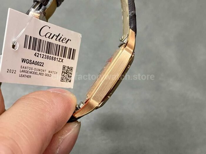 F1 Factory Cartier Santos Dumont WGSA0022 27.5mm Rose Gold Leather Strap Roman Numerals Silve 5 Super Clone Watch,Clean Factory Watch