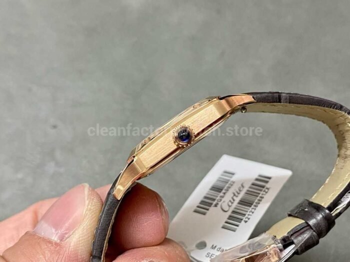 F1 Factory Cartier Santos Dumont WGSA0022 27.5mm Rose Gold Leather Strap Roman Numerals Silve 6 Super Clone Watch,Clean Factory Watch