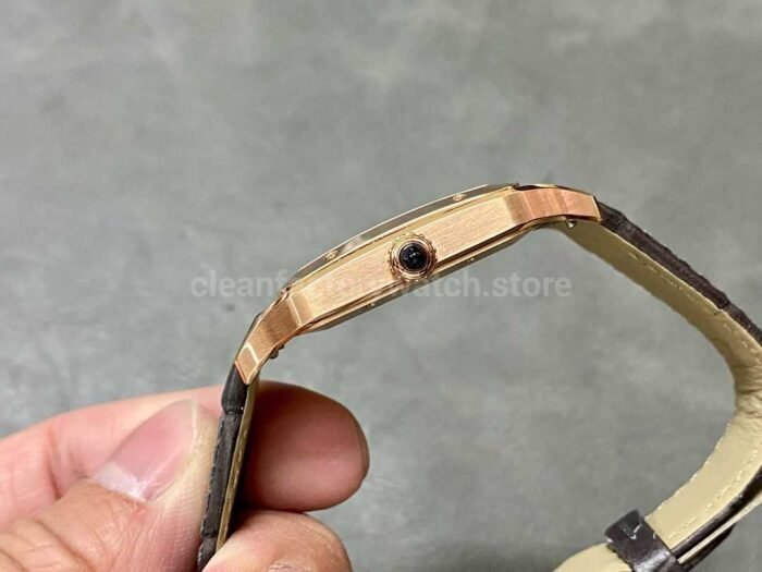 F1 Factory Cartier Santos Dumont WGSA0032 33.9mm Rose Gold Leather Strap Roman Numerals Silve 3 Super Clone Watch,Clean Factory Watch
