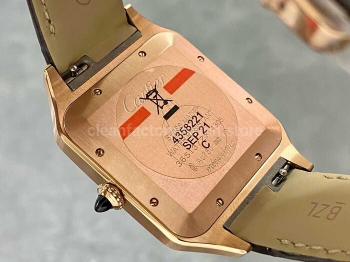 F1 Factory Cartier Santos Dumont WGSA0032 33.9mm Rose Gold Leather Strap Roman Numerals Silve 5 Super Clone Watch,Clean Factory Watch