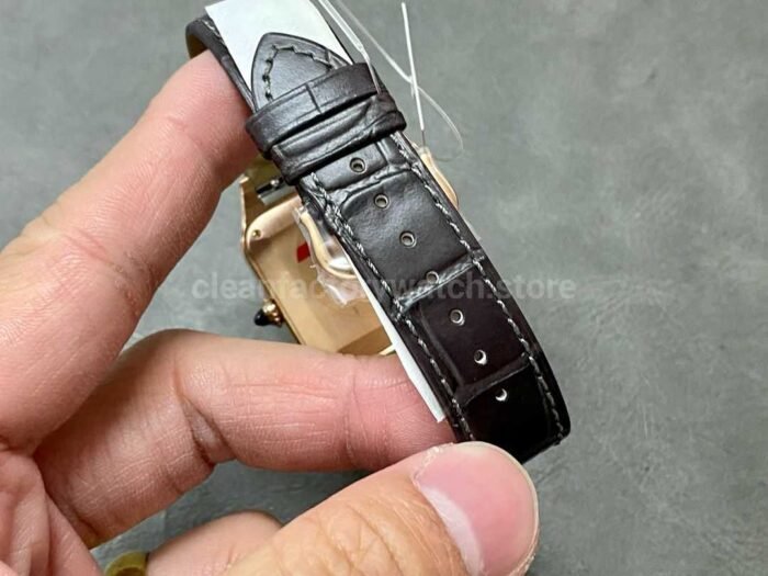 F1 Factory Cartier Santos Dumont WHSA0021 31.4mm Rose Gold Leather Strap Roman Numerals Silver Dial - Image 8