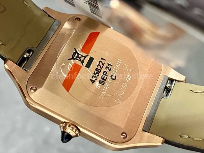 F1 Factory Cartier Santos Dumont WHSA0021 31.4mm Rose Gold Leather Strap Roman Numerals Silver Dial - Image 7