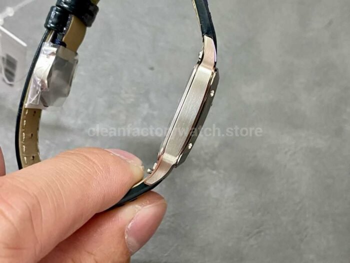 F1 Factory Cartier Santos Dumont WSSA0023 27.5mm Steel Leather Strap Roman Numerals Silver Dial 7 Super Clone Watch,Clean Factory Watch
