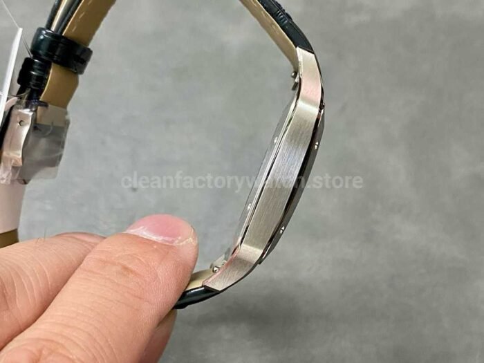 F1 Factory Cartier Santos Dumont WSSA0032 33.9mm Steel Leather Strap Roman Numerals Silver Dial 5 Super Clone Watch,Clean Factory Watch