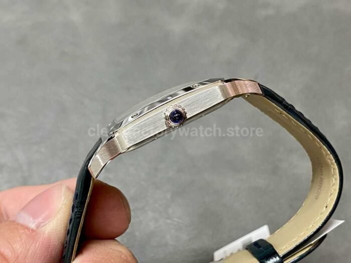 F1 Factory Cartier Santos Dumont WSSA0032 33.9mm Steel Leather Strap Roman Numerals Silver Dial 8 Super Clone Watch,Clean Factory Watch