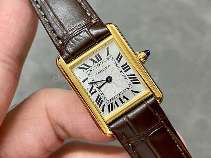 F1 Factory Cartier Tank Louis Cartier W1529856 22mm Yellow Gold Brown Leather Strap R 3 Super Clone Watch,Clean Factory Watch