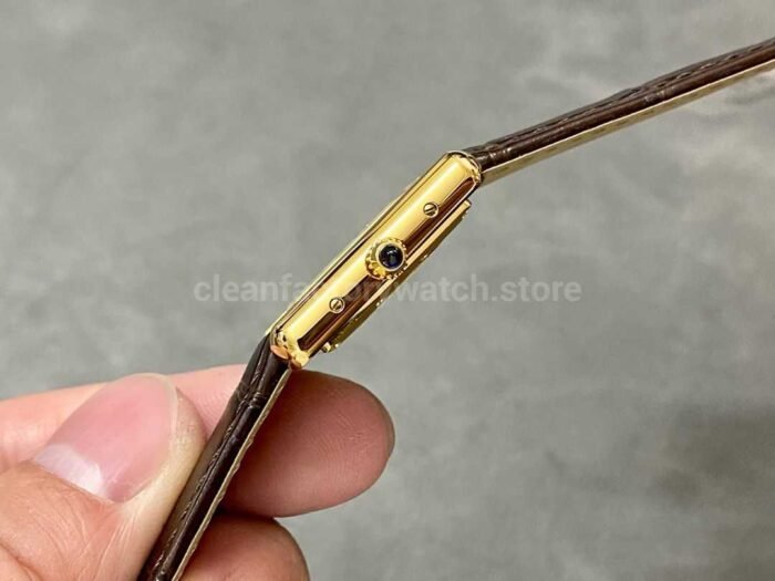 F1 Factory Cartier Tank Louis Cartier W1529856 22mm Yellow Gold Brown Leather Strap R 8 Super Clone Watch,Clean Factory Watch