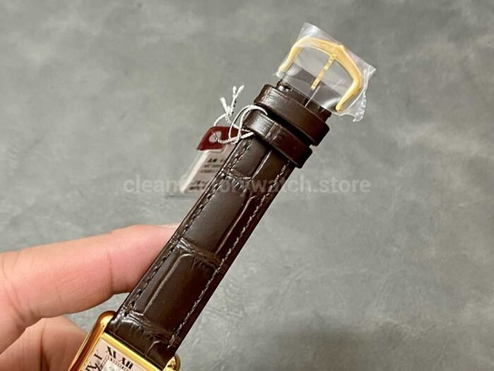 F1 Factory Cartier Tank Louis Cartier W1529856 22mm Yellow Gold Brown Leather Strap R 9 Super Clone Watch,Clean Factory Watch