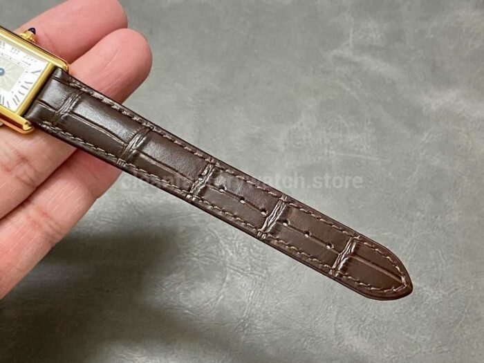 F1 Factory Cartier Tank Louis Cartier W1529856 22mm Yellow Gold Brown Leather Strap Rom 1 Super Clone Watch,Clean Factory Watch
