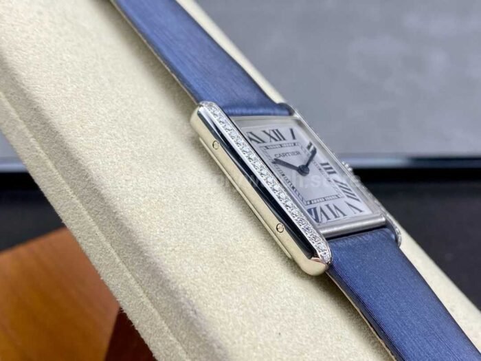 F1 Factory Cartier Tank Louis Cartier W4TA0017 25.5mm Diamond Bezel Steel Leather 5 Super Clone Watch,Clean Factory Watch