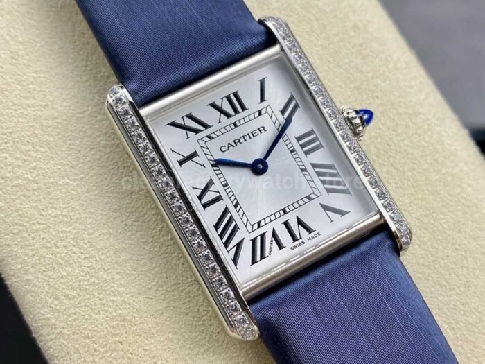 F1 Factory Cartier Tank Louis Cartier W4TA0017 25.5mm Diamond Bezel Steel Leather 6 Super Clone Watch,Clean Factory Watch
