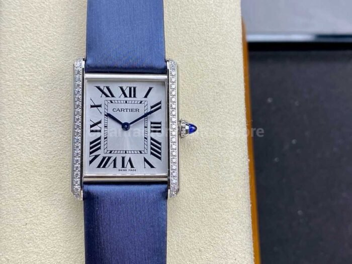 F1 Factory Cartier Tank Louis Cartier W4TA0017 25.5mm Diamond Bezel Steel Leather 7 Super Clone Watch,Clean Factory Watch