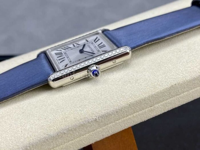 F1 Factory Cartier Tank Louis Cartier W4TA0017 25.5mm Diamond Bezel Steel Leather 8 Super Clone Watch,Clean Factory Watch