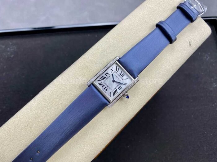 F1 Factory Cartier Tank Louis Cartier W4TA0017 25.5mm Diamond Bezel Steel Leather S 1 Super Clone Watch,Clean Factory Watch