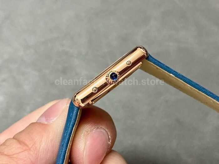 F1 Factory Cartier Tank Louis Cartier WGTA0010 22mm Rose Gold Blue Leather Strap Roman N 3 Super Clone Watch,Clean Factory Watch