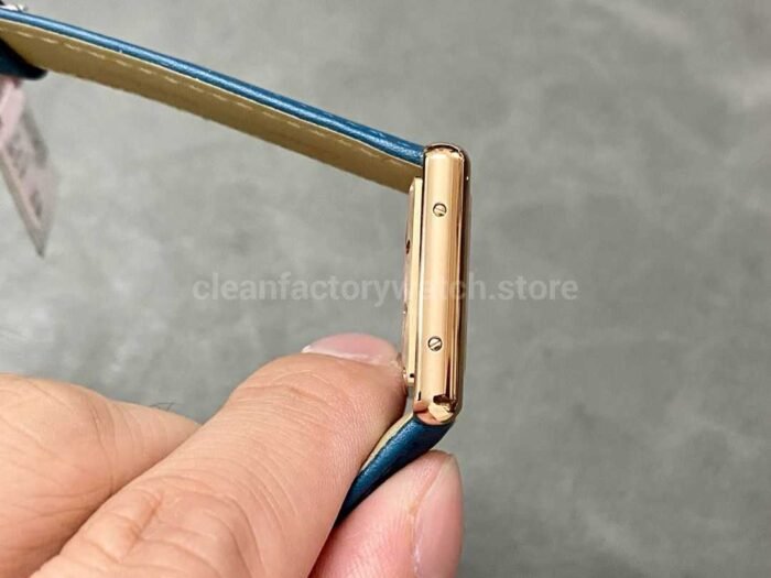 F1 Factory Cartier Tank Louis Cartier WGTA0010 22mm Rose Gold Blue Leather Strap Roman N 8 Super Clone Watch,Clean Factory Watch