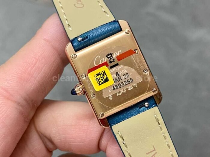 F1 Factory Cartier Tank Louis Cartier WGTA0010 22mm Rose Gold Blue Leather Strap Roman N 9 Super Clone Watch,Clean Factory Watch