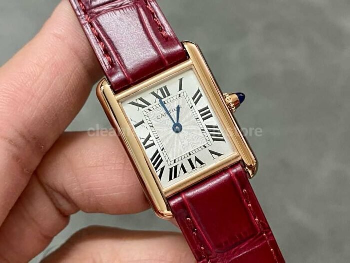 F1 Factory Cartier Tank Louis Cartier WGTA0010 22mm Rose Gold Leather Strap Roman Numerals Si 3 Super Clone Watch,Clean Factory Watch