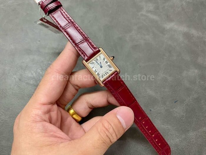 F1 Factory Cartier Tank Louis Cartier WGTA0010 22mm Rose Gold Leather Strap Roman Numerals Si 6 Super Clone Watch,Clean Factory Watch