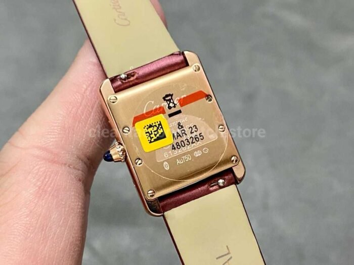 F1 Factory Cartier Tank Louis Cartier WGTA0010 22mm Rose Gold Red Leather Strap Roman Numerals Silver Dial - Image 7