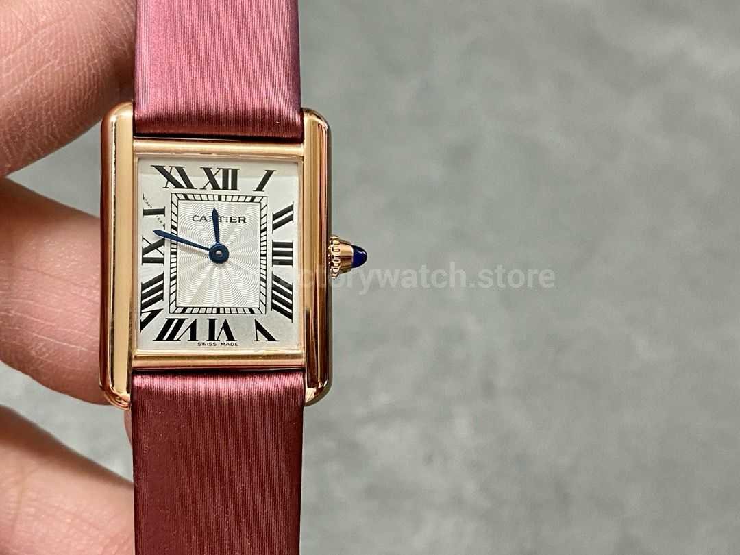 F1 Factory Cartier Tank Louis Cartier WGTA0010 22mm Rose Gold Red Leather Strap Roman Num (5) F1 Factory Cartier Tank Louis Cartier WGTA0010 22mm Rose Gold Red Leather Strap Roman Numerals Silver Dial - Image 1