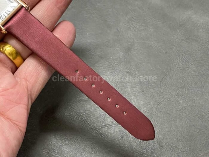 F1 Factory Cartier Tank Louis Cartier WGTA0010 22mm Rose Gold Red Leather Strap Roman Numerals Silver Dial - Image 9