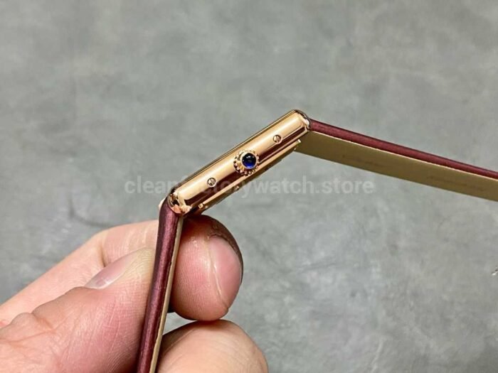F1 Factory Cartier Tank Louis Cartier WGTA0010 22mm Rose Gold Red Leather Strap Roman Numerals Silver Dial - Image 6