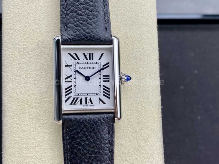 F1 Factory Cartier Tank Louis Cartier WSTA0041 25.5mm Steel Leather Strap Roman Numerals Silver 3 Super Clone Watch,Clean Factory Watch