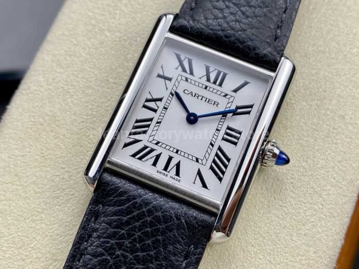 F1 Factory Cartier Tank Louis Cartier WSTA0041 25.5mm Steel Leather Strap Roman Numerals Silver 5 Super Clone Watch,Clean Factory Watch