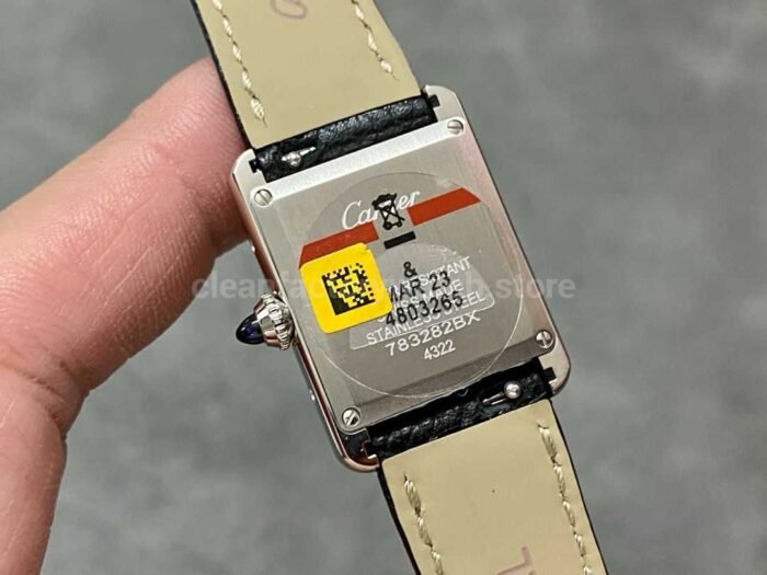 F1 Factory Cartier Tank Louis Cartier WSTA0042 22mm Steel Black Leather Strap Roman Numeral 4 Super Clone Watch,Clean Factory Watch