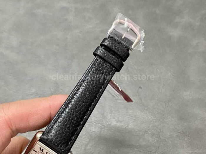 F1 Factory Cartier Tank Louis Cartier WSTA0042 22mm Steel Black Leather Strap Roman Numeral 6 Super Clone Watch,Clean Factory Watch