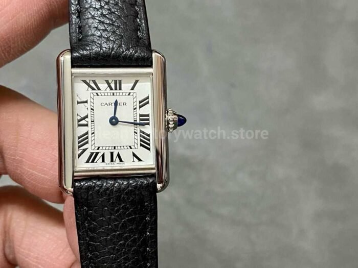 F1 Factory Cartier Tank Louis Cartier WSTA0042 22mm Steel Black Leather Strap Roman Numeral Super Clone Watch,Clean Factory Watch