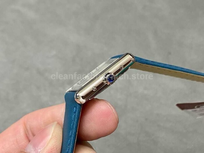 F1 Factory Cartier Tank Louis Cartier WSTA0042 22mm Steel Blue Leather Strap Roman Numerals Si 1 Super Clone Watch,Clean Factory Watch