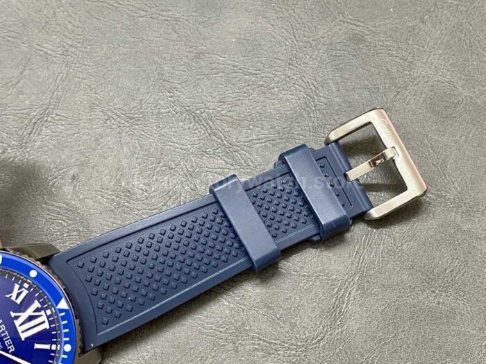 F5 Factory Cartier Calibre de Cartier Diver WSCA0010 42mm Steel Rubber Strap Roman Numerals Blue Dial 7 Super Clone Watch,Clean Factory Watch