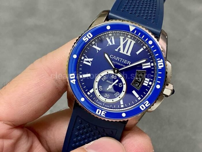 F5 Factory Cartier Calibre de Cartier Diver WSCA0010 42mm Steel Rubber Strap Roman Numerals Blue Dial 8 Super Clone Watch,Clean Factory Watch