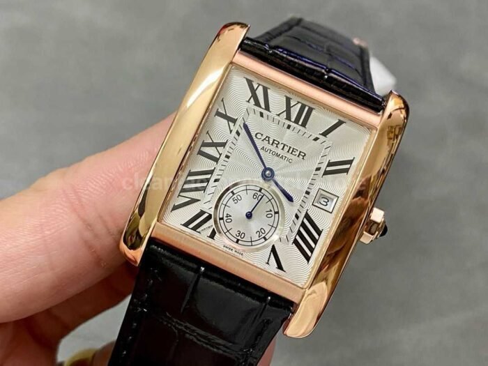 F5 Factory Cartier Tank MC W5330001 34mm Rose Gold Leather Strap Roman Numerals White Dial 5 Super Clone Watch,Clean Factory Watch